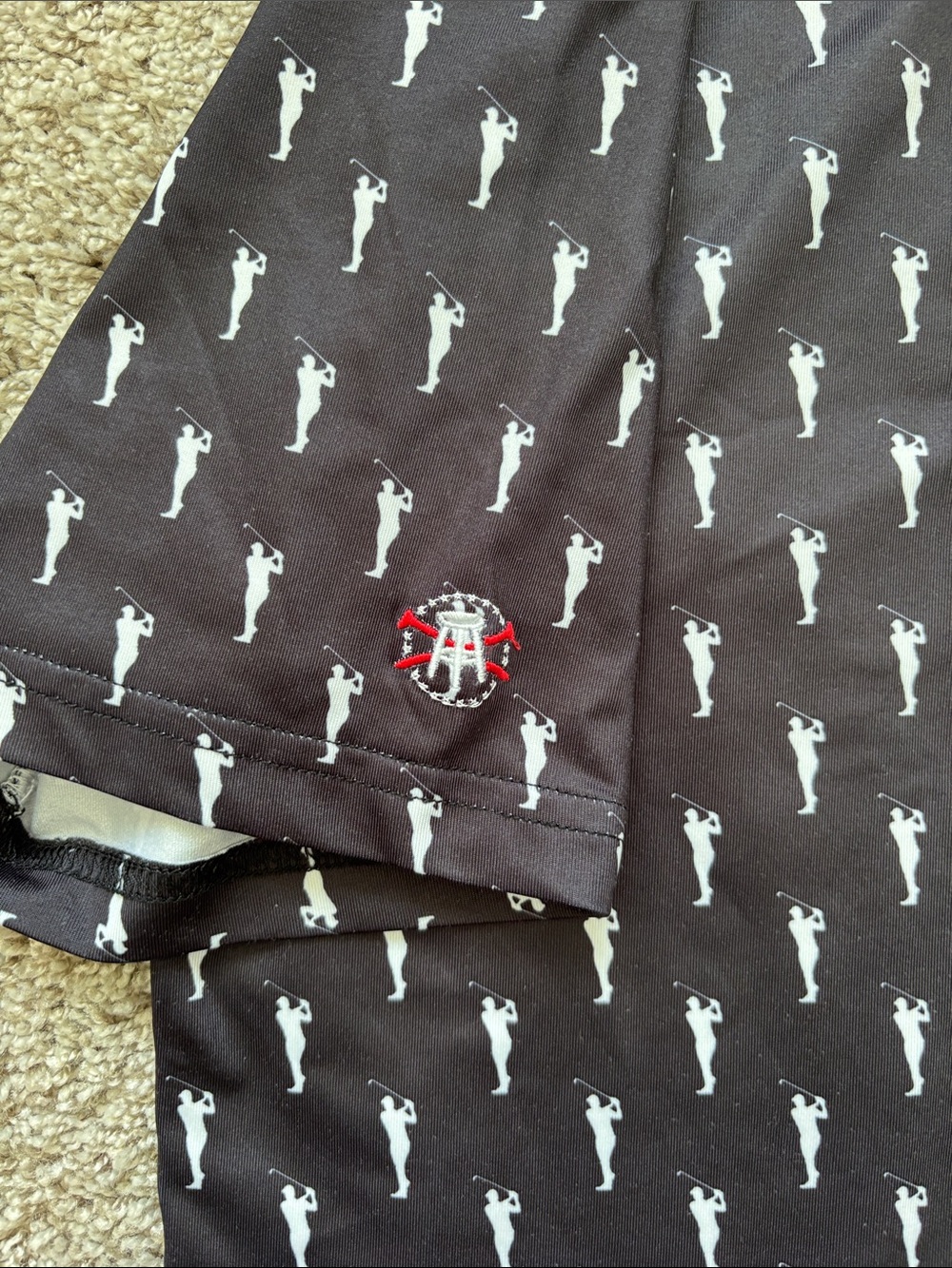 Men's. Barstool Black Polo Shirt - 'Ain't No Hobby' Embroidered - Picture 3 of 4